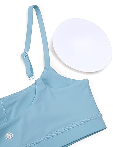 CRZ YOGA Womens Butterluxe Adjustable Spaghetti Strap Sports Bra - Scoop Neck Wireless Padded Bra Yoga Workout Crop Top