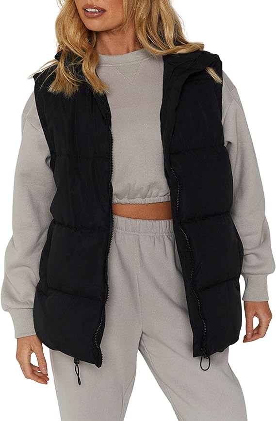 Athlisan Womens Zip Up Puffer Vest Stand Collar Sleeveless Padded Jacket Coat