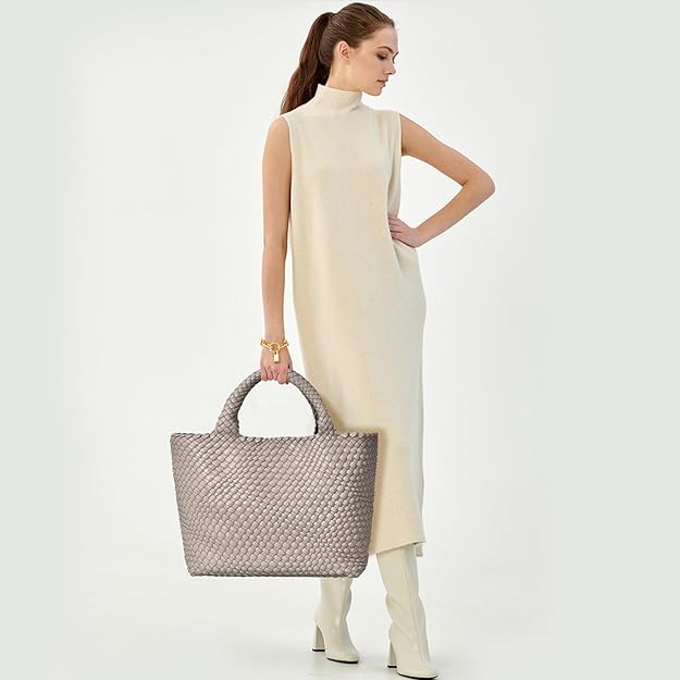 Luxury Bottega Dupe Designer Vegan Leather Woven Tote Bag