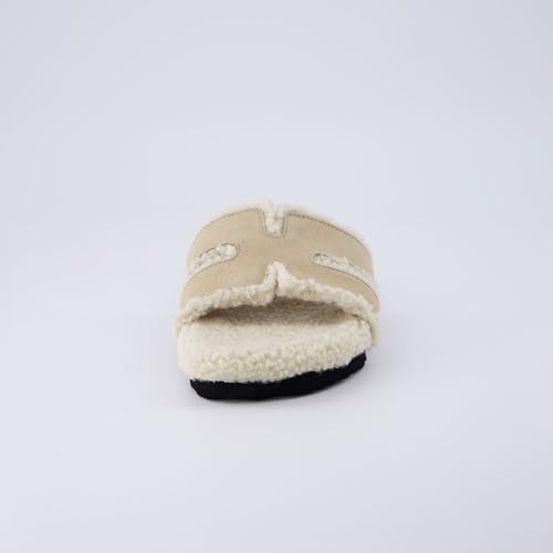 CUSHIONAIRE Women's Cuddle Fur Faux Shearling lined slide sandal +Memory Foam, Wide Widths Available
