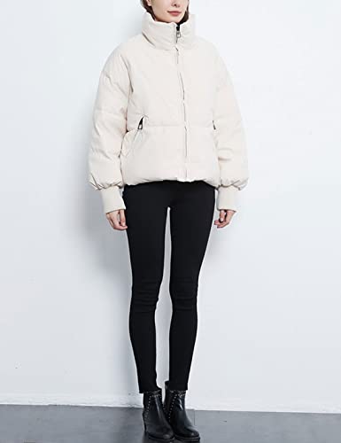 Tanming Womens Casual Puffer Jacket Long Sleeve Full Zip Black Padded Winter Coat