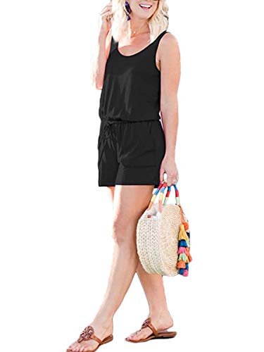 ANRABESS Womens Summer Scoop Neck Sleeveless Casual Jumpsuit Tank Top Short Rompers with Pockets