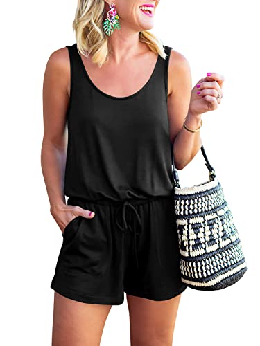 ANRABESS Womens Summer Scoop Neck Sleeveless Casual Jumpsuit Tank Top Short Rompers with Pockets