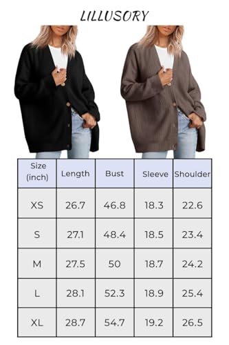 LILLUSORY Women's Cardigan 2023 Open Front Oversized Button Lightweight Sweaters V Neck Loose Cardigans Knit Outwear
